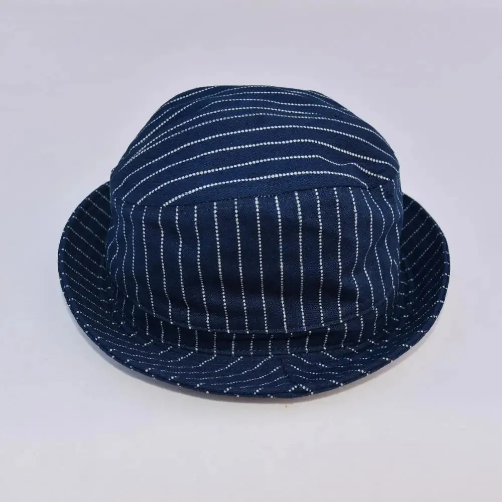 Vintage Wabash Stripes Indigo Bucket Hats Workwear Railroad Caps