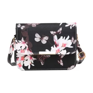 Women's 'Butterflies and Flowers' Small Shoulder Crossbody Bag