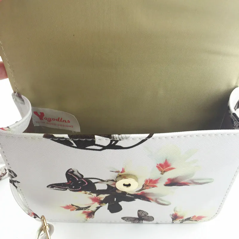 Women's 'Butterflies and Flowers' Small Shoulder Crossbody Bag