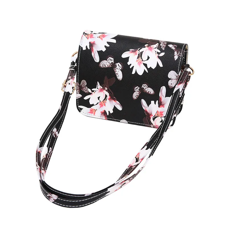 Women's 'Butterflies and Flowers' Small Shoulder Crossbody Bag